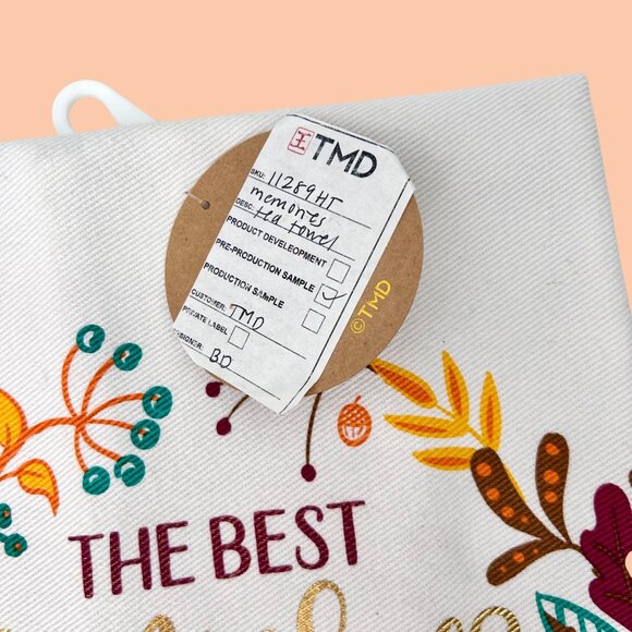 NWT THANKSGIVING TASSEL NOVELTY TEA TOWEL & VINTAGE '97 TY GOBBLES TURKEY BEANIE - Picture 3 of 10